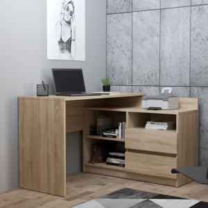 MBBIS4 - Birou pe colt, stanga/dreapta, 120 x 105 x 75 cm, masa de calculator cu 2 sertare, office - Sonoma - Img 1