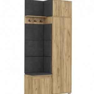 MBCUIAR8 - Set Cuier hol, 104x37x214 cm - 3 agatatori haine, hol, pantofar - Culoarea Stejar cu tapiterie Gri / Verde / Albastra - Img 4