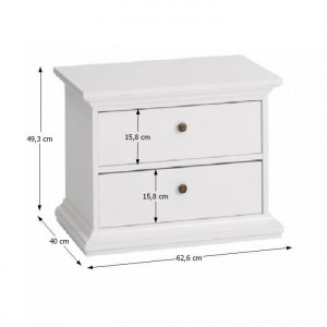 Noptieră albă cu 2 sertare, 62,6x49,3x40 cm - TP149843 - Img 5