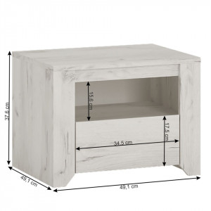 Noptieră cu 1 sertar, alb craft, 49x37,6x40 cm - TP109404 - Img 4