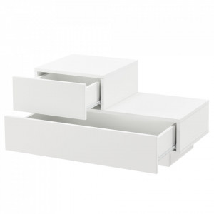 Noptiera cu 2 sertare, 38 x 70 x 35 cm, alb lucios - P71488073 - Img 4