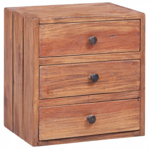 Noptiera cu 3 sertare, 35 x 25 x 35 cm, lemn masiv reciclat - V283938V