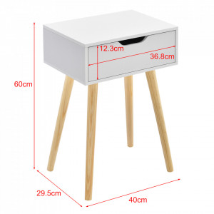 Noptiera Ostersund, 60 x 40 x 29,5 cm, PAL/PVC, alb, cu 1 sertar - P73606251 - Img 2