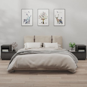 Noptiere, 2 buc., gri, 60x34x51 cm, lemn masiv de pin - V814379V - Img 2
