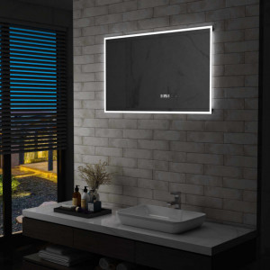 Oglinda cu LED de baie cu senzor tactil si afisaj ora 100x60 cm - V144739V