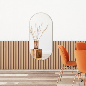 Oglinda de perete baie, aluminiu, alb - P79599358