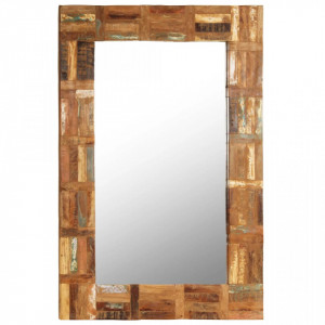 Oglinda de perete, lemn masiv reciclat, 60 x 90 cm - V246418V - Img 1