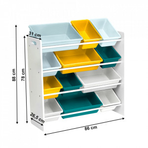Organizator / raft pentru jucării, alb și multicolor - TP299192 - Img 3