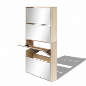 Pantofar cu 4 niveluri si oglinda, stejar, 63 x 17 x 134 cm - V273935V - Img 3