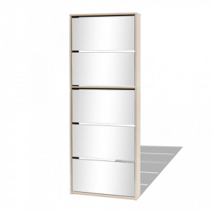 Pantofar cu 5 niveluri si oglinda, stejar, 63 x 17 x 169,5 cm - V273937V - Img 2
