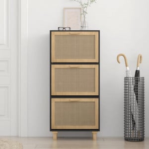 Pantofar, negru, 52x25x115 cm, lemn prelucrat și ratan natural - V345649V - Img 3