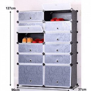 Pantofar, organizator de pantofi modular, negru, 96x37x37 cm - TP182594 - Img 8