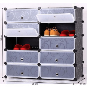 Pantofar, organizator de pantofi modular, negru, 96x93x37 cm - TP182593 - Img 4