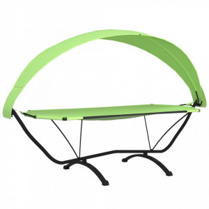 Pat de exterior cu baldachin verde oțel & textil oxford - V317602V