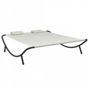 Pat sezlong de exterior, crem, material textil - V48074V
