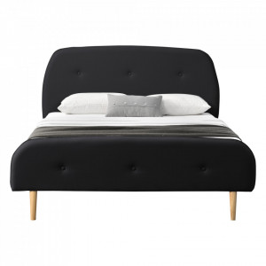 Pat tapitat dublu, 214 x 154 x 103 cm, imitatie piele, negru mat - P71152636 - Img 3