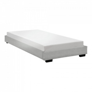 Pat tapitat modern cu saltea, 200 x 90 x 16 cm, alb, pentru 1 persoana - P67666367 - Img 3