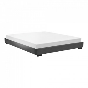 Pat tapitat modern imitatie piele, 214 x 146 x 20 cm, negru, pentru 2 persoane - P67234583 - Img 3