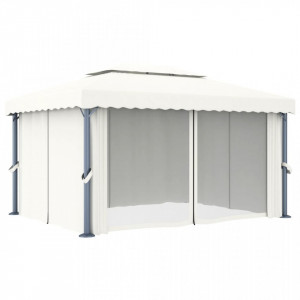 Pavilion cu perdea, alb crem, 4 x 3 m, aluminiu - V3053375V - Img 3