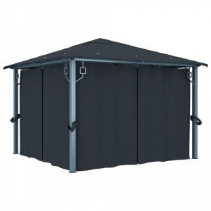 Pavilion cu perdele, antracit, 300 x 300 cm, aluminiu - V48043V - Img 2