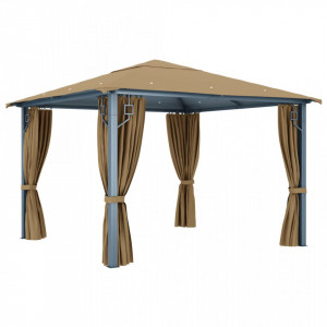 Pavilion cu perdele, gri taupe, 300 x 300 cm, aluminiu - V313893V - Img 4