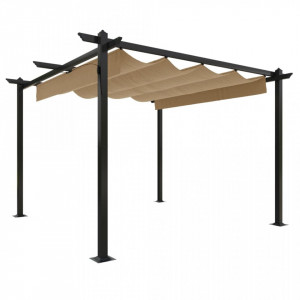 Pavilion de grădină, acoperiș retractabil, gri taupe, 3x3 m - V318536V