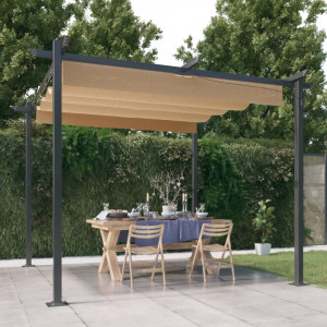 Pavilion de grădină, acoperiș retractabil, gri taupe, 3x3 m - V318536V - Img 2