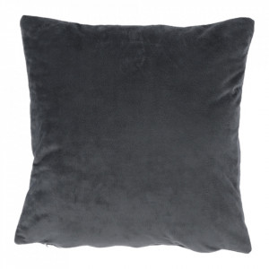 Pernă, material textil de catifea gri închis, 45x45 cm - TP238747