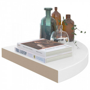 Raft coltar de perete, alb extralucios, 35x35x3,8 cm, MDF - V323907V - Img 3