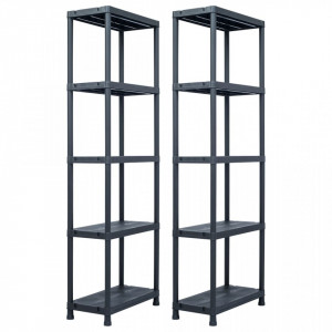 Rafturi de depozitare 2 buc. negru 60x30x180 cm plastic 125 kg - V276257V
