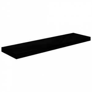 Rafturi de perete 4 buc. negru extralucios, 90x23,5x3,8 cm, MDF - V323777V - Img 4
