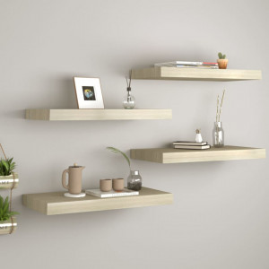 Rafturi de perete suspendate, 4 buc., stejar 60x23,5x3,8 cm MDF - V323876V