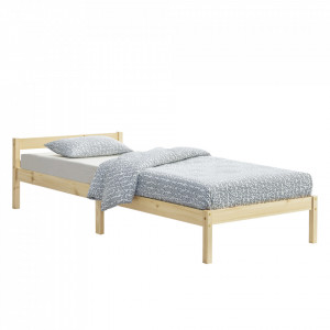 Rama pat lemn Nakkila H100, 206 x106 x 50 cm, lemn de brad, 100 Kg, culoarea lemnului natur, single, cu gratar - P72514364