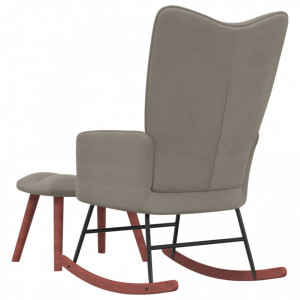 Scaun balansoar cu taburet, gri deschis, catifea - V328150V - Img 4