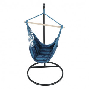 Scaun balansoar suspendabil, hamac, leagăn agăţat, albastru, 100x130 cm - TP254340 - Img 6