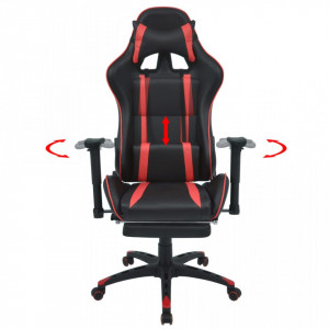 Scaun birou rabatabil, design racing, suport picioare, rosu - V20168V - Img 2