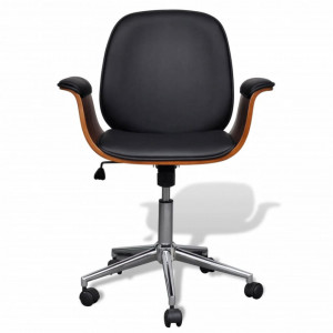 Scaun cu brate pivotant, lemn curbat si piele ecologica - V241057V - Img 2