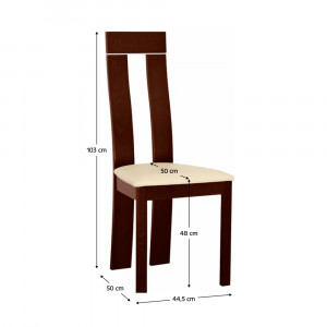 Scaun de bucătărie din lemn, nuc/piele ecologică, bej - TP36484 - Img 11