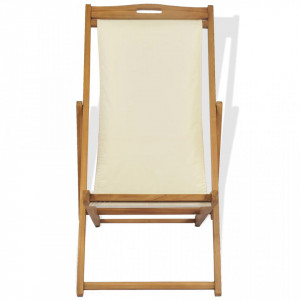 Scaun de exterior, crem, 56 x 105 x 96 cm, lemn de tec - V43802V - Img 3