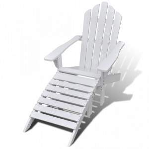 Scaun de gradina cu taburet, alb, lemn - V40859V - Img 3