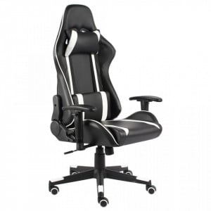 Scaun de jocuri pivotant, alb, PVC - V20482V - Img 2