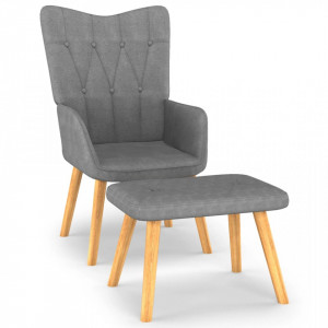 Scaun de relaxare cu taburet, gri închis, textil - V327535V - Img 2