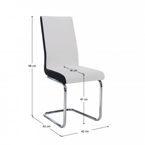 Scaun dining, piele ecologică albă, neagră/crom - TP182190 - Img 14