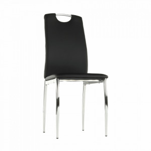 Scaun dining, piele ecologică neagră/crom - TP182185 - Img 11