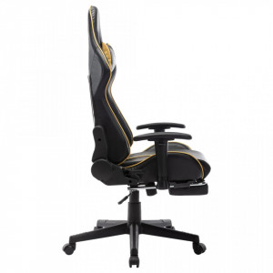 Scaun jocuri cu suport picioare, negru/auriu, piele artificială - V20512V - Img 3