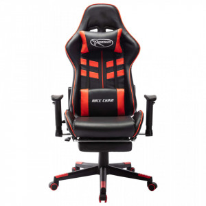 Scaun jocuri cu suport picioare, negru/roșu, piele artificială - V20511V - Img 1