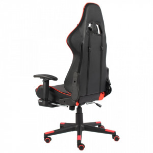Scaun jocuri pivotant cu suport de picioare, roșu, PVC - V20497V - Img 4