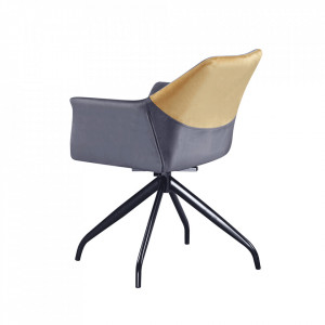 Scaun pivotant, gri, ţesătură de catifea camel / negru - TP297878 - Img 5