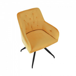 Scaun pivotant, ţesătură de catifea muştar/ negru - TP282997 - Img 12