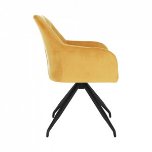 Scaun pivotant, ţesătură de catifea muştar/ negru - TP282997 - Img 14